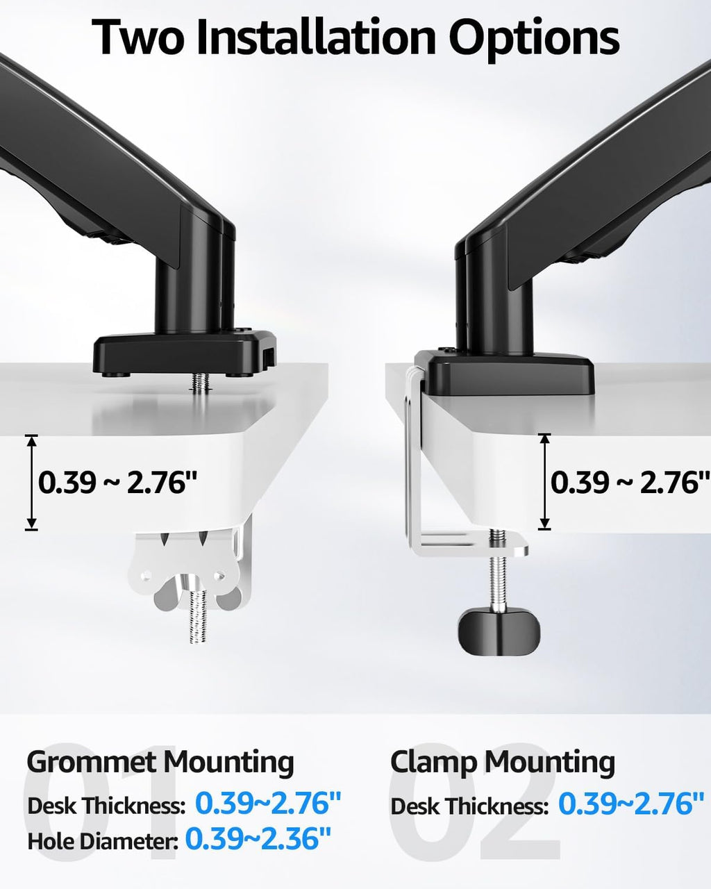 dual monitor stand fits up to 32 inch, side view