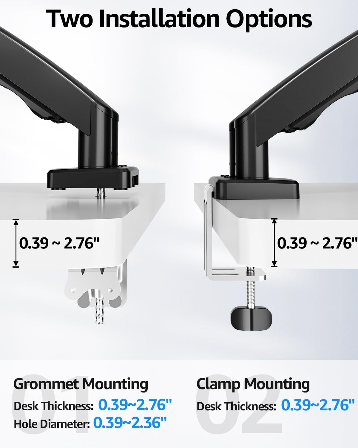 dual monitor stand fits up to 32 inch, side view