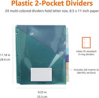 Amazon Basics Tab Dividers for 3 Ring Binder, Two Pocket, Letter Size - Image 8