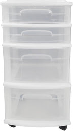 HOMZ 2-Pack Drawer Tower, 4-Tier Clear Plastic Storage Organizer Cart, and - Image 9