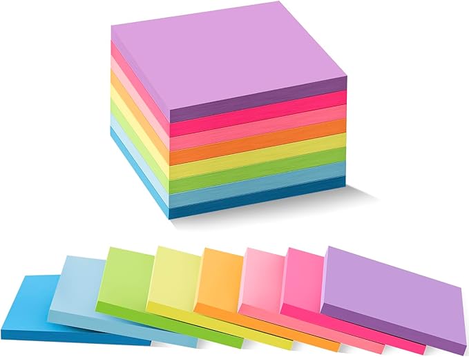 Sticky Notes 3x3, Self-Stick Pads Bright Colors Sticky Note, Recyclable - Image 8