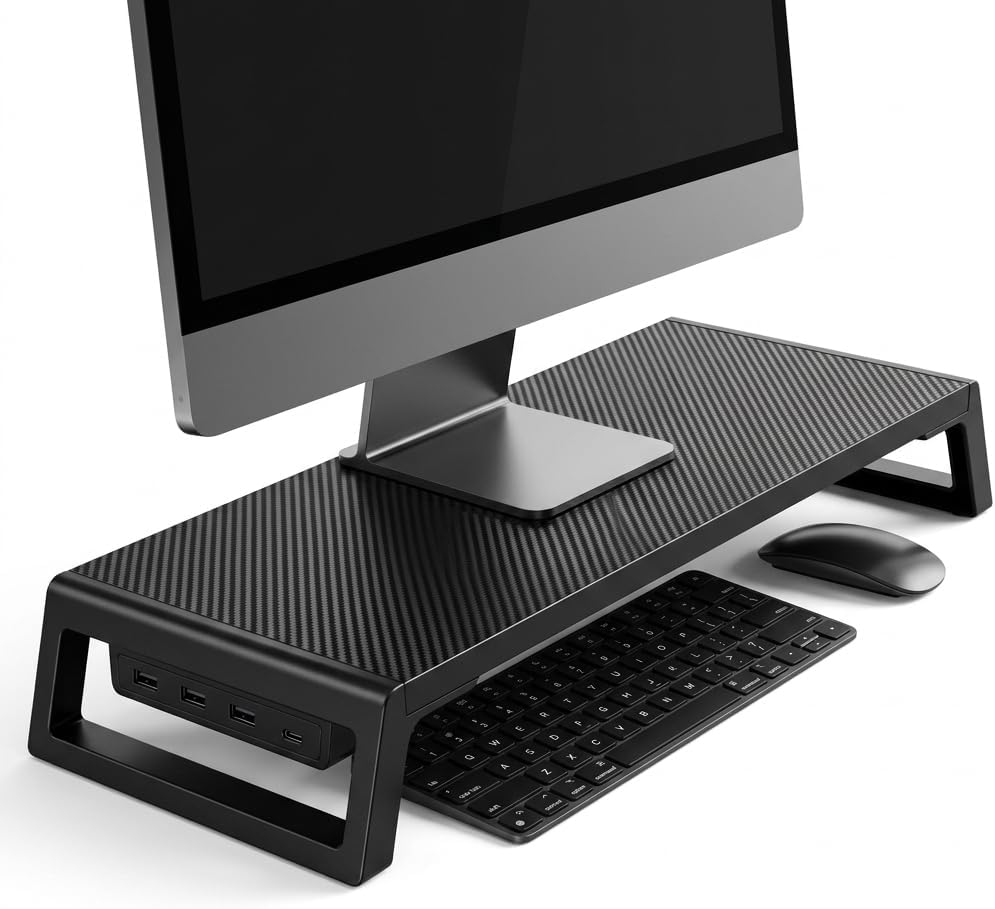 Zapuno Desk Organizer and Accessories, Computer Monitor Stand Riser with USB ...