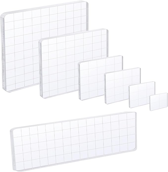 UCEC 7 Pieces Acrylic Stamp Block Clear Stamping Tools Set by UCEC