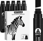 BIGTHUMB Black Poster Markers Jumbo: 5 Pcs 15mm Wide Tip Thick Acrylic Paint by BIGTHUMB