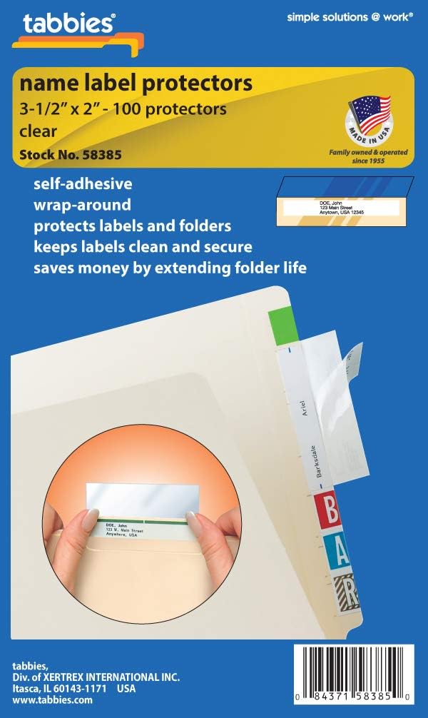 Tabbies® 58385 - PROTECTOR, TOP TAB FOLDER, 3 1/2 X 2, CLEAR