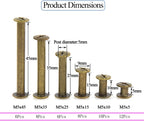 100 Pcs (50 Pair) Bronze Phillips Chicago Binding Screws Assorted Kits,6 Sizes of Flat Head Rivet Hollow Binding Screws Posts, for Leather Saddles Purses Belt Repair（M5 x 5/10/15/25/35/45）
