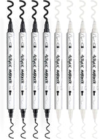 TRANSON 4 Black and 4 White Paint Markers Bold and Fine Dual-tip Acrylic Paint - Image 7