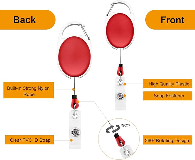Fushing 20Pcs Retractable ID Badge Holders ID Badge Reels - Image 3