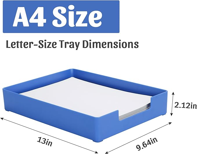 AZFUNN Letter-Size Tray Desk Letter Tray Paper Tray, Sturdy Heavy-Duty Plastic - Image 2
