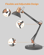 lepower metal adjustable desk lamp with clamp, swing on a desk or shelf