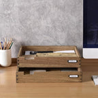 KIRIGEN Wooden Stackable Office Letter Organizer Desk Tray Pack of 2 - Image 5