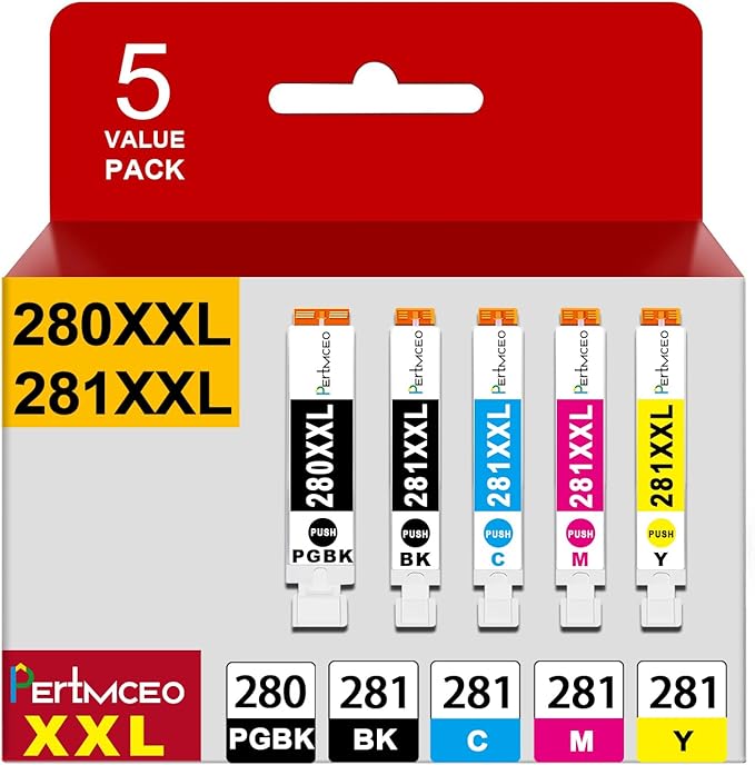 Pertmceo TR8622a PGI-280XXL CLI-281XXL 280 281 Ink Cartridges Replacement by Pertmceo