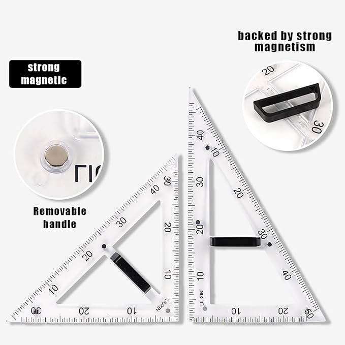Magnetic Geometry Tool, Protractor, Triangle Rulers Easy Attachment Blackboard - Image 5