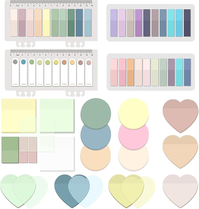 BAYTORY 1700 Sheets Transparent Sticky Notes, Self-Adhesive Translucent by BAYTORY