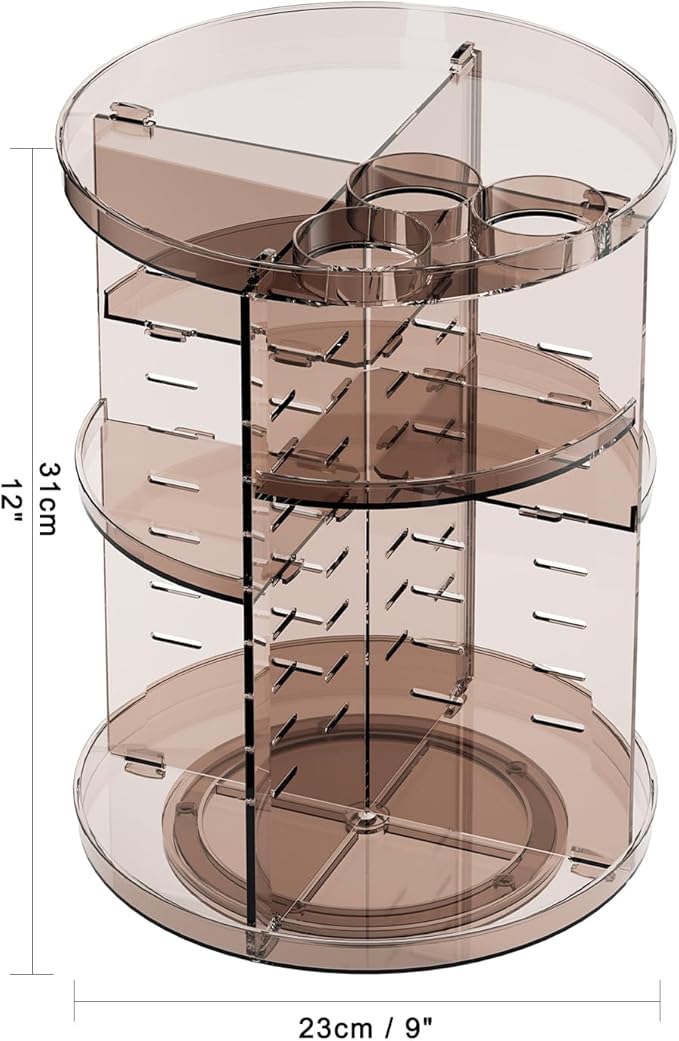 Rotating Makeup Organizer Countertop, DIY Adjustable Trays Spinning Skincare - Image 2