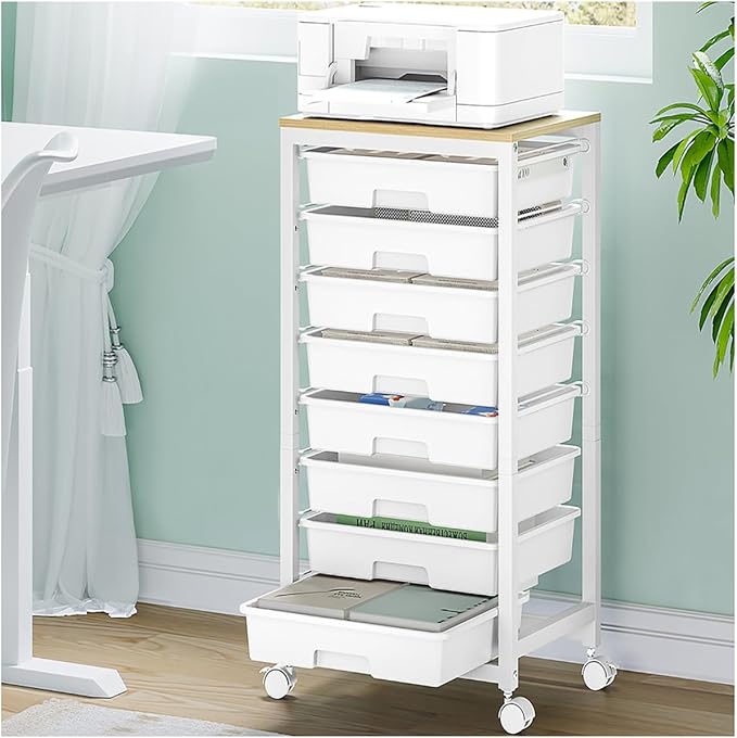 SYKIARIOL Rolling Cart with Drawers, 8 Drawer Rolling Cart, Rolling Drawer Cart - Image 5