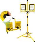 25000 Lumen Work Lights with Stand, Dual Head LED Work Light with USB & Socket by LHOTSE