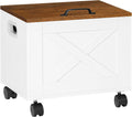 HOOBRO File Cabinet, Under Desk Small Filing Cabinet, Rolling File Cart with Lid, Hanging File Organizer on Wheels, Filing Storage Cart, for Study, Home Office, White and Walnut WH33WJ01
