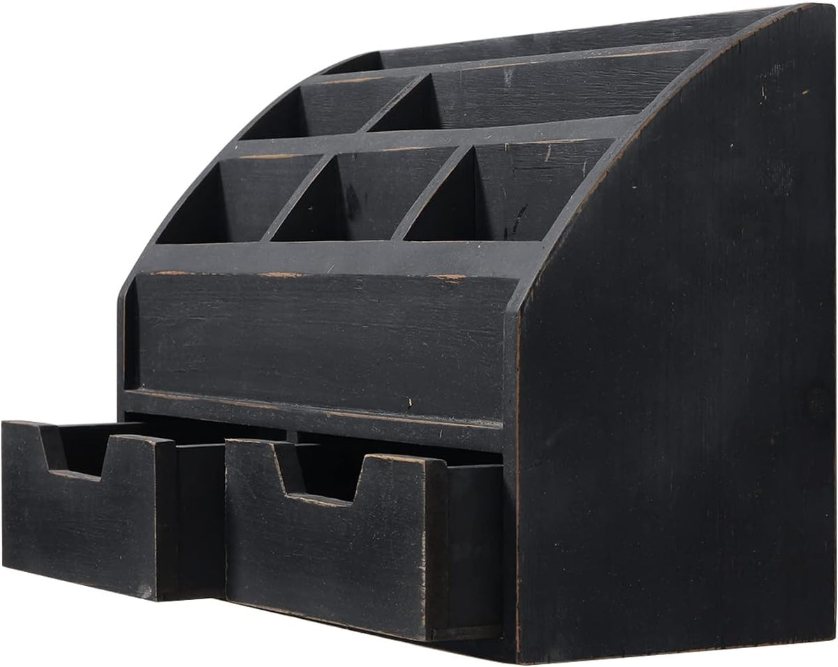 Farmhouse Gray Black Mail Organizer Countertop with Drawers