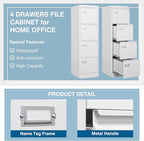 PEUKC 4-Drawer File Cabinet, 16.3" Deep Vertical Filing Cabinet - Image 5