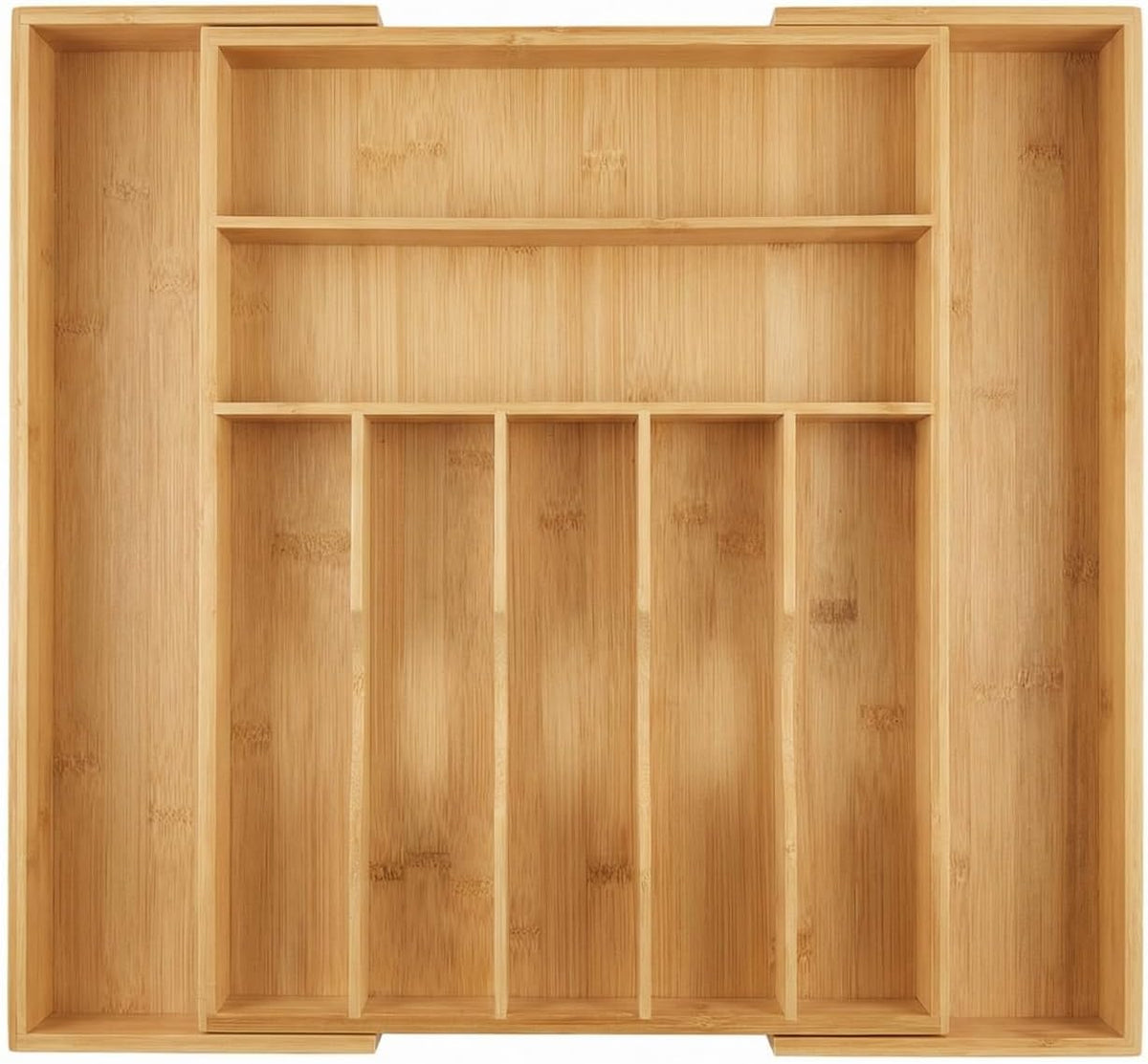 Expandable Bamboo Silverware Drawer Organizer – Adjustable 21" Wide Wood...