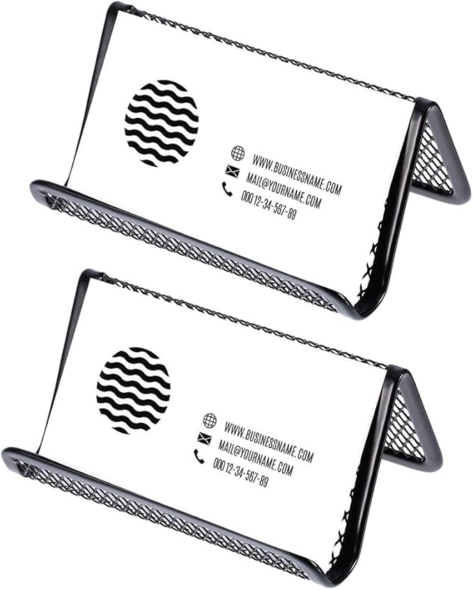 Chiyuehe Black Metal Mesh Business Card Holder Desk Business Card Organizer - Image 5