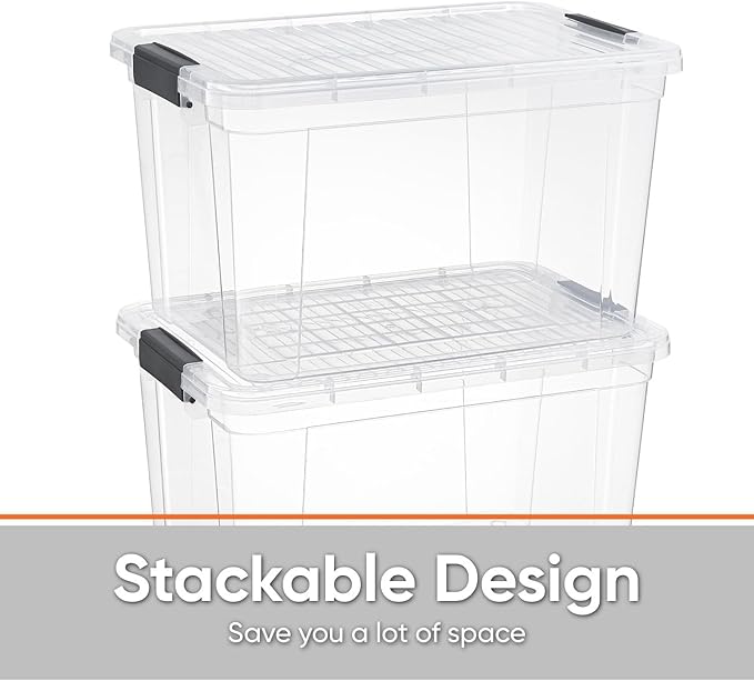 Superio Storage Bins with Lids- 4 Pack, 4.75 Qt Clear Boxes - Image 4