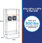 Shelving Inc. 8" d x 18" w Chrome Wire Shelving - Image 2