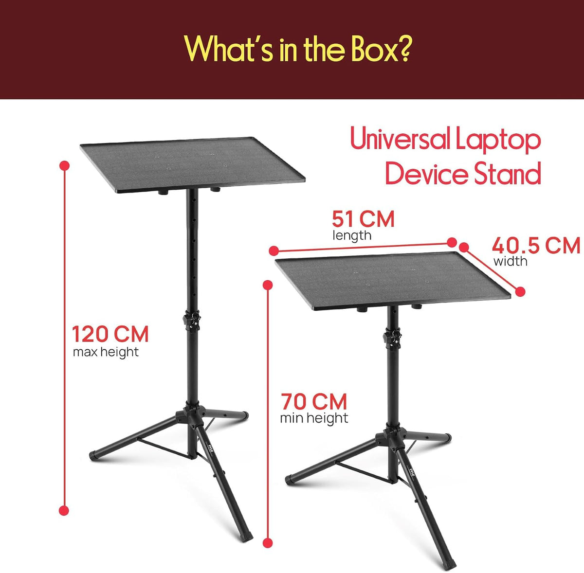 PYLE Laptop & Projector Stand, Tripod Stand With Adjustable Height 28&quo...