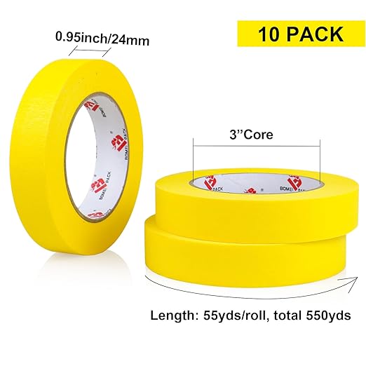 BOMEI PACK Yellow Painters Tape 1 Inch Bulk - Image 2
