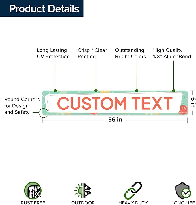 Custom Sign, Custom Street Sign, 11 Font Colors, 13 Font Styles, 4 Hole Options - Image 6
