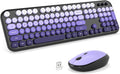 MOFII Wireless Keyboard and Mouse Combo, Full Size 2.4G Retro Round Computer