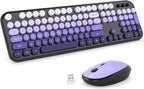MOFII Wireless Keyboard and Mouse Combo, Full Size 2.4G Retro Round Computer