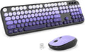 MOFII Wireless Keyboard and Mouse Combo, Full Size 2.4G Retro Round Computer by MOFII