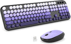 MOFII Wireless Keyboard and Mouse Combo, Full Size 2.4G Retro Round Computer by MOFII