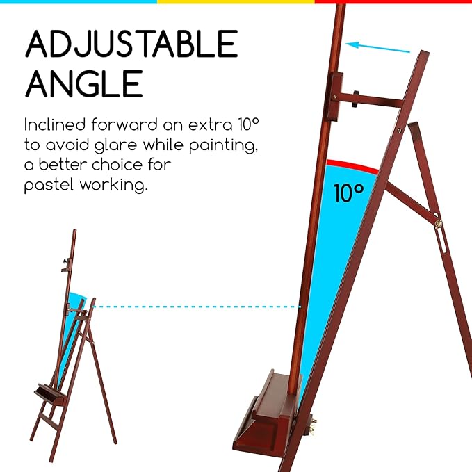 MEEDEN Walnut Large Painters Easel Adjustable Solid Beech Wood Artist Easel - Image 3