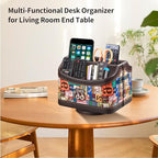PUSU Remote Control Holder, Colorful Pattern Nightstand TV Caddy, PU Leather - Image 4