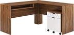 Modway Envision Mid-Century Modern, Desk and File Cabinet Set, Walnut White
