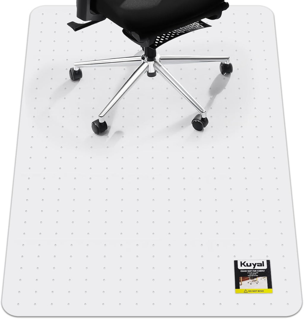 Kuyal Office Chair Mat for Carpet, Clear Heavy Duty Computer Chair Mat | 32‘’x48‘’, Under Desk Protector Carpeted Floors Mat, Easy Chair Movement,Ship Flat