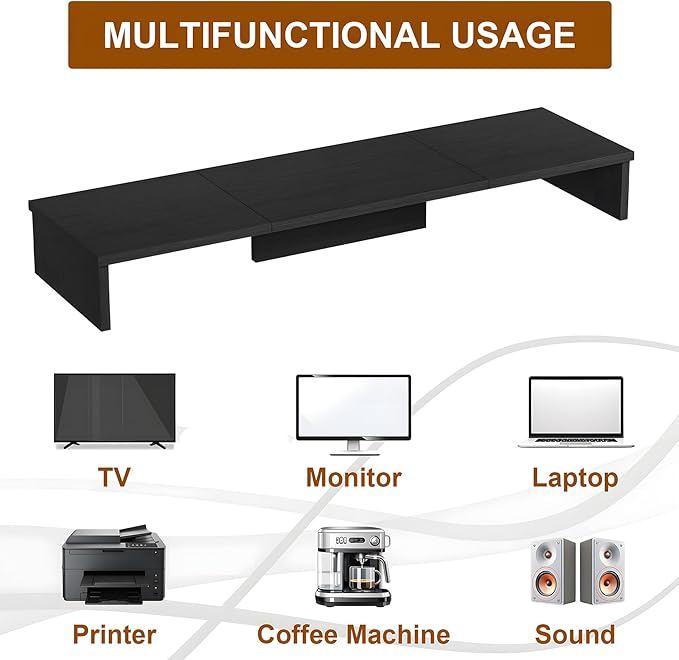 Qupui Dual Monitor Stand Riser, Large Computer Monitor Stand - Image 7