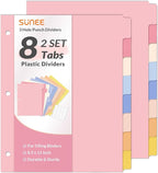 SUNEE 8 Tab Binder Dividers, Plastic Dividers by SUNEE
