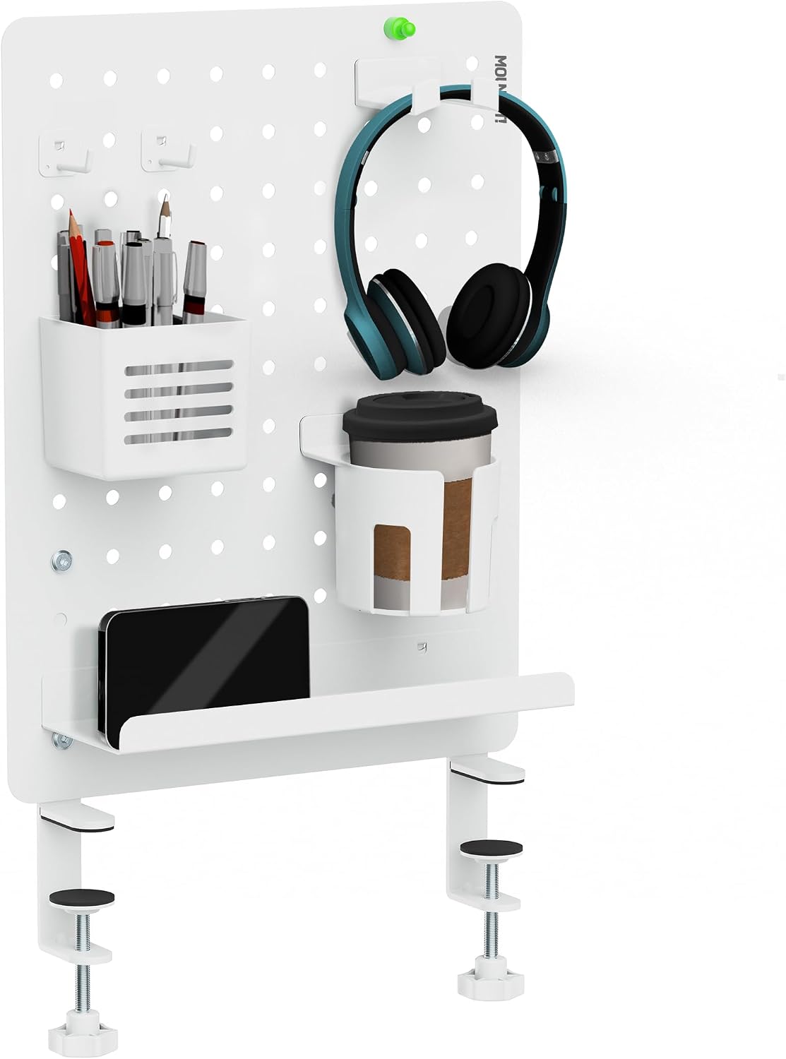 Mount-It! Clamp-On Desk Pegboard Organizer, White