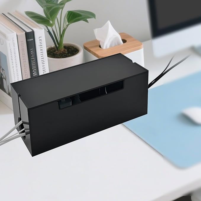 Cable Management Box, 2 Open Slots Cords Hider Box, Under Desk Power Strip - Image 7