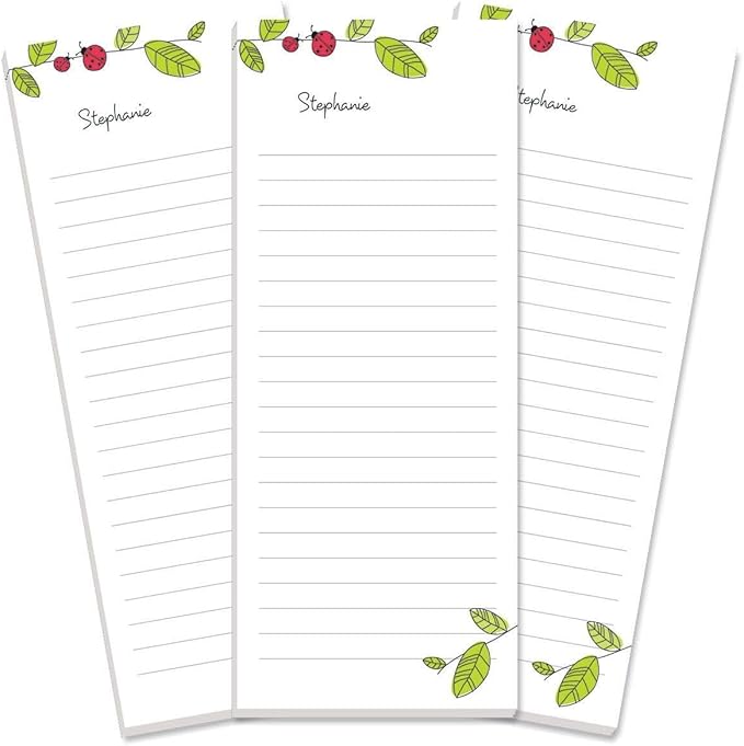 Current Ladybugs Personalized Notepads – Set of 3, 50-Sheet Lined Paper Pads by Current
