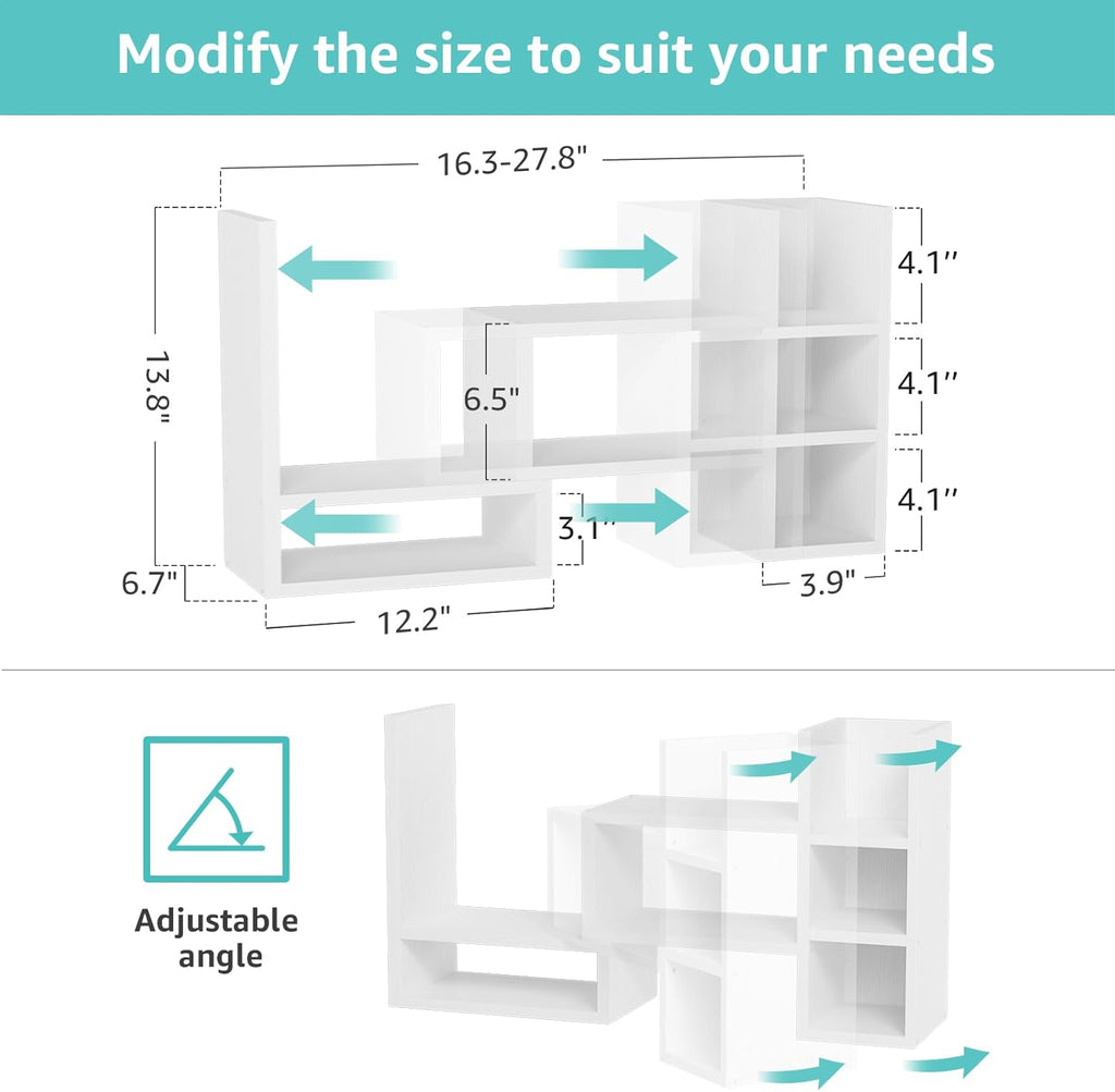 nutikas desk shelves desktop organizer shelf - white shown in use
