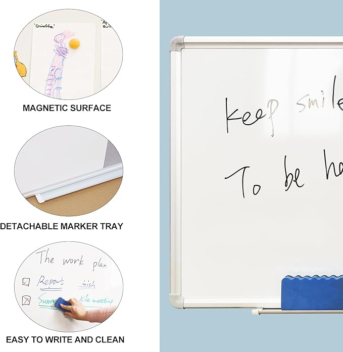 DEVELOP Large Grey Felt Bulletin & Magnetic Dry Erase Combo Board, 60 x 36 Inch - Image 5