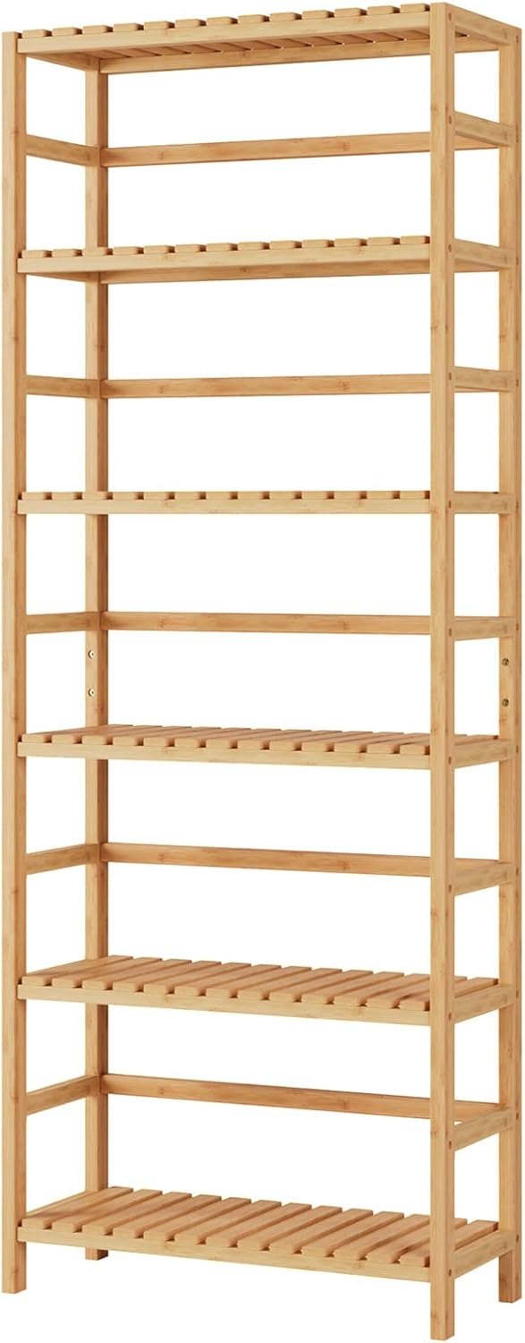 Bamjoy Bamboo Shelf, 6 Tier Bookcase Storage Shelves, Tall Book Rack Shelving...