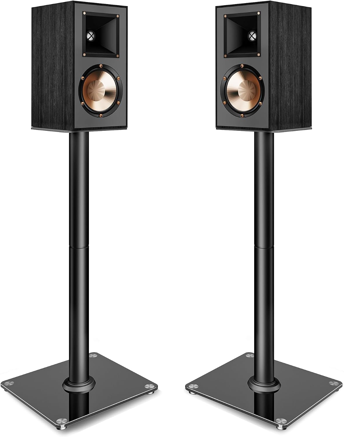 Speaker Stands Pair, 30" Fixed Height, 55lbs Weight Capacity, Glass Base