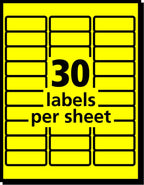 Avery Printable Address Labels, Sure Feed Technology, 1" x 2-5/8", Neon Yellow, Laser & Inkjet Compatible, 750 Blank Labels, Great for Branding, Mailing, Organizing, and More (5972), (Pack of 5)