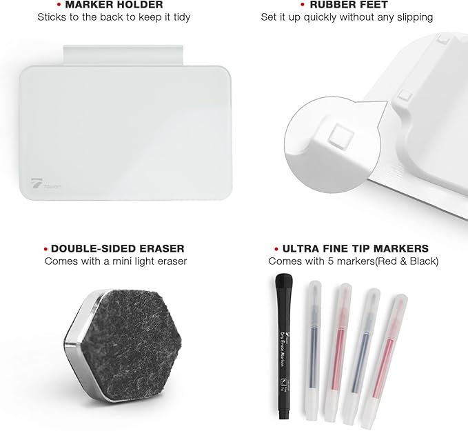 TOWON Small Glass Dry Erase Board, Desk White Board - Image 4